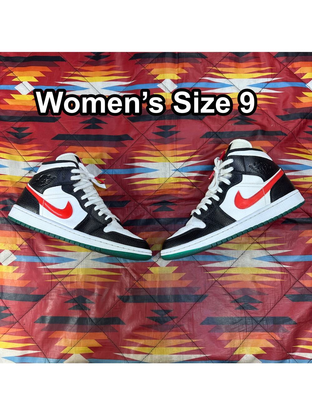 Nike Air Jordan 1 Mid Alternate Swooshes Red Yellow Women's Size 9 BQ6472-063